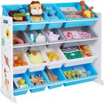 Songmics - meuble de rangement enfant, organisateur jouets 4 niveaux, tagre avec 16 bacs en plastique ...
