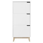 Meuble de rangement haut blanc et bois clair 3 portes l60 cm leena