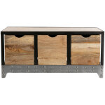 Miliboo - meuble de rangement industriel en bois manguier massif et mtal noir 3 tiroirs l100 cm atelier ...