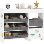 Meuble de rangement pour jouets d'enfant avec 11 bacs, armoire, �tag�res sup�rieures, 3 autocollants, ...