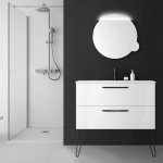 Meuble salle de bain 100 cm blanc  suspendre simple vasque avec poignets et pieds noirs - so matt