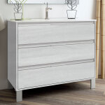 Cosyneo - meuble de salle de bain 100cm simple vasque - 3 tiroirs - sans miroir - hibernian (bois blanchi) ...