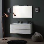 Meuble salle de bain 120 cmblanc effet bois avec double vasque berlin