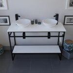 Meuble salle de bain 120 cm avec deux vasques à poser structura - blanc Meuble salle de bain 120 cm avec deux vasques à poser structura - blanc