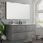 Meuble de salle de bain 120cm double vasque - 4 tiroirs - ciment (gris) - balea Meuble de salle de bain 120cm double vasque - 4 tiroirs - ciment (gris) - balea