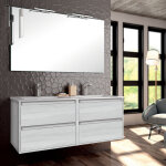 Meuble de salle de bain 120cm double vasque - 4 tiroirs - hibernian (bois blanchi) - iris Meuble de salle de bain 120cm double vasque - 4 tiroirs - hibernian (bois blanchi) - iris