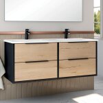 Meuble de salle de bain 120cm double vasque - 4 tiroirs - sans miroir - alba