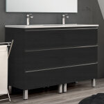 Cosyneo - meuble de salle de bain 120cm double vasque - 6 tiroirs - sans miroir - ebony (bois noir) - ...