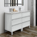 Cosyneo - meuble de salle de bain 120cm double vasque - 6 tiroirs - sans miroir - hibernian (bois blanchi) ... Cosyneo - meuble de salle de bain 120cm double vasque - 6 tiroirs - sans miroir - hibernian (bois blanchi) ...