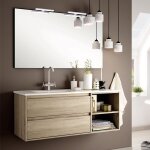 Cosyneo ? meuble de salle de bain 120cm vasque d�port�e ? 2 tiroirs et 2 niches ? mati�re hydrofuge ? ...