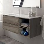 Cosyneo - meuble de salle de bain 120cm vasque d�port�e - 2 tiroirs et 2 niches - sans miroir - britannia ...