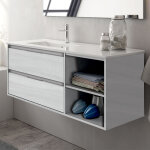 Cosyneo - meuble de salle de bain 120cm vasque déportée - 2 tiroirs et 2 niches - sans miroir - hibernian ... Cosyneo - meuble de salle de bain 120cm vasque déportée - 2 tiroirs et 2 niches - sans miroir - hibernian ...