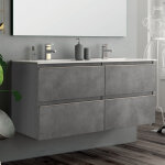 Meuble de salle de bain 140cm double vasque - 4 tiroirs - sans miroir - ciment (gris) - balea Meuble de salle de bain 140cm double vasque - 4 tiroirs - sans miroir - ciment (gris) - balea