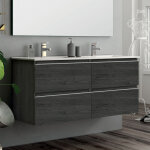 Meuble de salle de bain 140cm double vasque - 4 tiroirs - sans miroir - ebony (bois noir) - balea