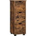 Vasagle - meuble de salle de bain  3 tiroirs, placard 3 niveaux, colonne, 30 x 30 x 80 cm, marron rustique ...