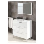 Meuble de salle de bain au sol 80 cm blanc brillant avec miroirs - argentera - blanc brillant avec double ...