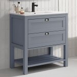Cosyneo - meuble de salle de bain 80 cm simple vasque - pin massif - 2 tiroirs - sans miroir - bleu - ...