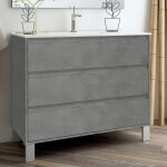 Cosyneo - meuble de salle de bain 80cm simple vasque - 3 tiroirs - sans miroir - ciment (gris) - tiris ... Cosyneo - meuble de salle de bain 80cm simple vasque - 3 tiroirs - sans miroir - ciment (gris) - tiris ...