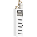 Meuble salle de bain, armoire salle de bain 4 niveaux porte persienne, �tag�re ouvert, 22x20x75cm, blanc ...