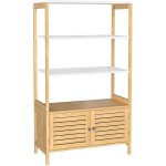 Songmics - meuble de salle de bain, armoire de rangement haute, avec 3 tagres et 1 placard  2 portes, ...