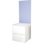 Ondee zen - meuble de salle de bain belis - a suspendre - miroir affleurant - 60cm - blanc