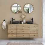 Berah getah - meuble de salle de bain en bois de chêne 140 cm Berah getah - meuble de salle de bain en bois de chêne 140 cm
