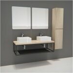 Mob - in - meuble de salle de bain bois et métal will - plan suspendu 120 cm + structure métal + 2 vasques ... Mob - in - meuble de salle de bain bois et métal will - plan suspendu 120 cm + structure métal + 2 vasques ...