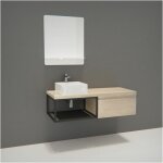 Mob - in - meuble de salle de bain bois et mtal will - plan de toilette suspendu 120 cm + vasque + miroir ...