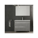 Meuble de salle de bains caprera 3 pièces - meuble, lavabo + miroir. livré assemblé 100cm chêne smoky ... Meuble de salle de bains caprera 3 pièces - meuble, lavabo + miroir. livré assemblé 100cm chêne smoky ...