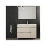 Meuble de salle de bains caprera 3 pi�ces - meuble, lavabo + miroir. livr� assembl� 80cm cr�me