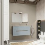Kiamami valentina - meuble de salle de bain couleur bleu mat et chne naturel 100 cm magnolia