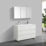 Meuble salle de bain design double vasque verona largeur 120 cm blanc laqu