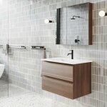 Meuble salle de bain design simple vasque messina largeur 80 cm noyer