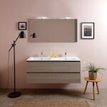 Meuble de salle de bains double lavabo kiamami valentina - 120 cm - orme - avec miroir
