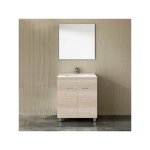 Meuble de salle de bain  poser eko avec miroir et lavabo sable - 80cm