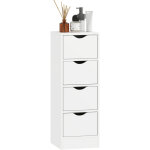 Meuble de salle de bain - homcom - 4 tiroirs et poign�es en rainure - panneau de particules - 29 x 29 ...