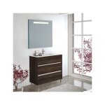Meuble de salle de bains imperia 3 pi�ces avec lavabo et miroir. livr� assembl� 70cm ch�ne evasion