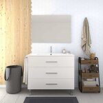 Meuble de salle de bain  poser kayla avec miroir et lavabo - 3 tiroirs - blanc - 70cm