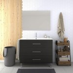 Meuble de salle de bain  poser kayla avec miroir et lavabo - 3 tiroirs - chne sinatra - 70cm