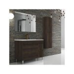Meuble de salle de bains large isquia avec lavabo et miroir. livr assembl. 80cm roble evasin