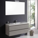 Kiamami valentina ? meuble sous vasque simple 120 cm avec 2 tiroirs ? lavabo en marbre recompos� ? miroir ...