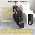 Meuble de salle de bain mobile avec 2 tiroirs coulissants et amp porte balais pour petits espaces noir ...