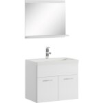Badplaats ? meuble de salle de bain 60 cm avec lavabo en marbre artificiel ? 2 portes ? miroir avec �tag�re ...