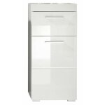 Meuble de salle de bain rangement bas - 1 porte & 1 tiroir - blanc - l 37 x p 31 x h 79 cm - amanda