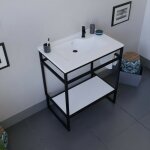 Meuble salle de bain structura 70 cm avec plan vasque - rsine - blanc