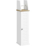 Meuble de salle de bain support papier toilette avec placard et �tag�re r�glable 18 x 20 x 80 cm blanc ...