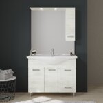 Kiamami valentina - meuble de salle de bain sur pieds 105cm meuble - haut avec miroir et lumire blanche ...