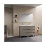 Meuble de salle de bain sur pied 120 cm fum sabl avec vasque - bristol - fume 120 cm avec miroir et ...
