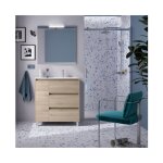Meuble de salle de bain sur pied 85 cm en bois naturel avec vasque - nova - standard