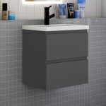 Biubiubath - meuble de salle de bain suspendre avec vasque 2 tiroirs fermeture amortie meuble de rangement ...